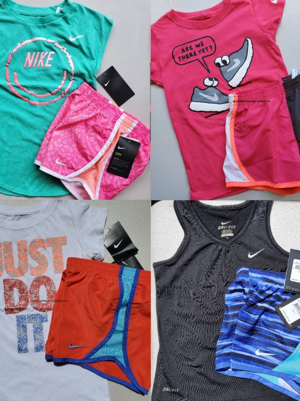 Nike Girls Size 6X Dri-fit Running Shorts w/ Tops ~ 4 Outfits ~ Summer Spring